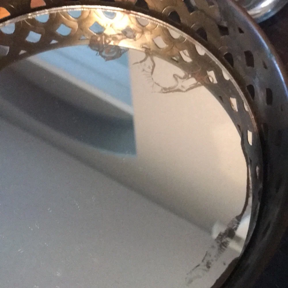 Vintage decorative brass and mirror tray